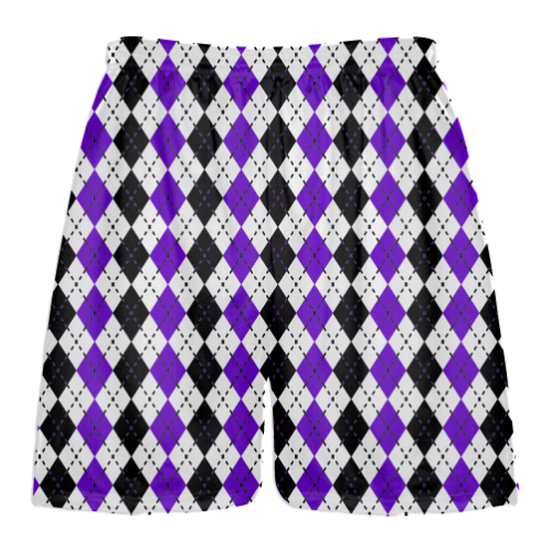 purple black argyle lacrosse shorts