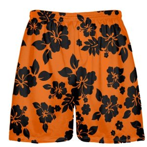 LightningWear Black Orange Hawaiian Shorts Accent