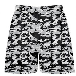 LightningWear Black and Silver Camouflage Lacrosse Shorts - Youth Camouflage Shorts - Adult Camouflage Shorts