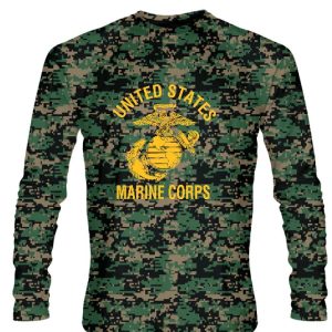 LightningWear Camouflage Marine Corps Long Sleeve Shirts Gold Logo - Marine Shirts