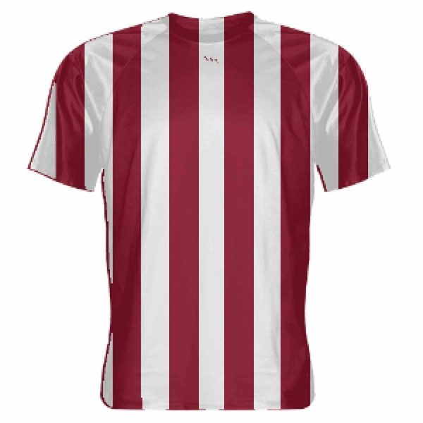 Cardinal-Red-and-White-Soccer-Jerseys-Striped-Soccer-Shirts