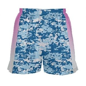 LightningWear Girls Blue Digital Camo Pink Side Lacrosse Shorts