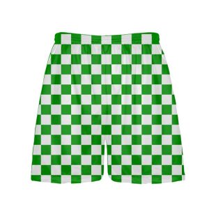 LightningWear Kelly Green Checker Board Shorts - Green Checkerboard Lacrosse Shorts - Athletic Shorts