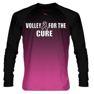 volley for the cure black pink ombre long sleeve shirt