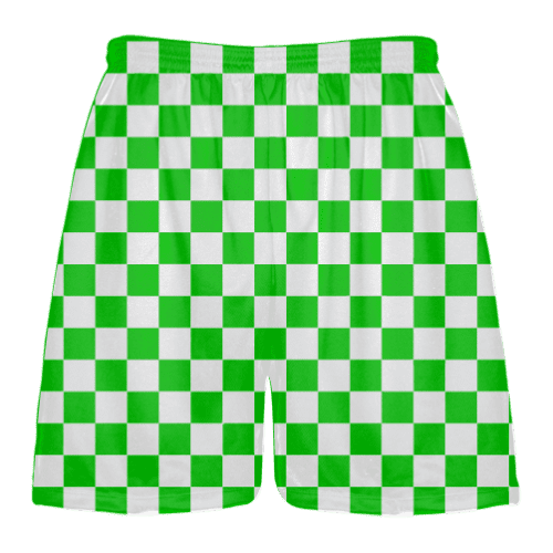 Kelly and White Checkerboard Lacrosse Shorts 